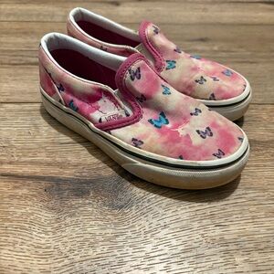 Vans Pink Butterfly Slip On Sneakers